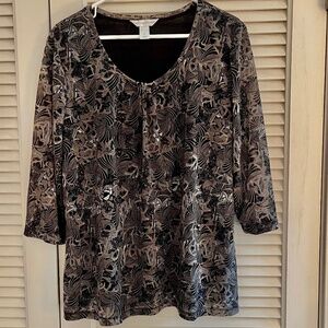 Christopher & Banks Lined Sheer Outer Layer Three-Quarter Sleeve Blouse Sz XL